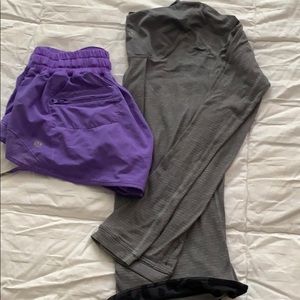 Lululemon hotty short shorts & long sleeve tee